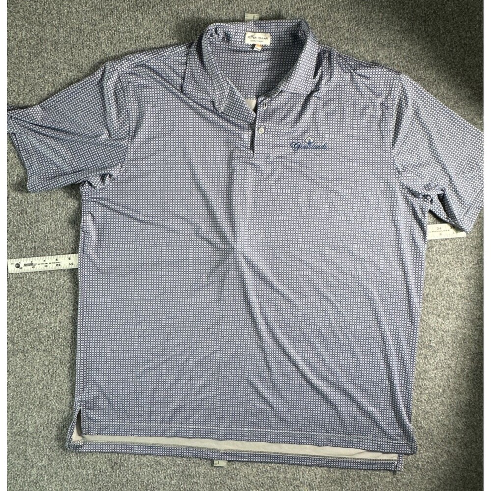PETER MILLAR GOLF POLO SHIRT -XXL- WHITE BLUE GRASSLANDS SUMMER COMFORT